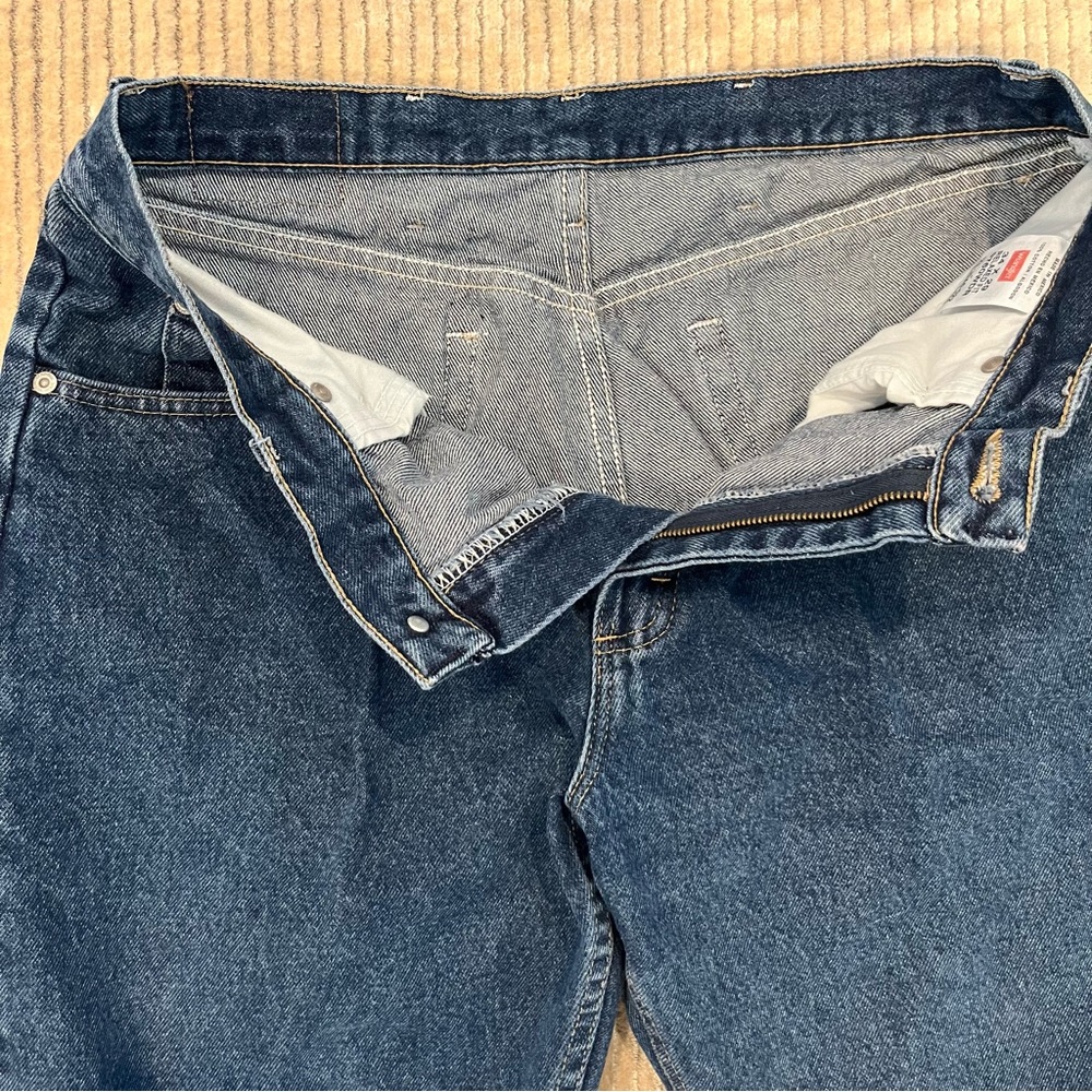 Mens Wrangler Denim Jeans Blue Relaxed Fit Size 34x29 - Picture 4 of 8